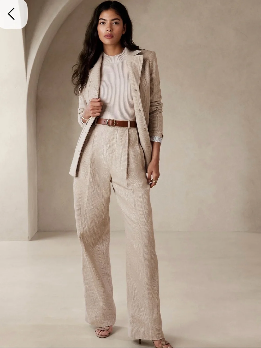 NWT Banana Republic Norfolk Wide-Leg High-Rise Linen-Cotton Pants, Size 10
